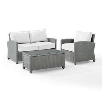 Bradenton 3pc Outdoor Conversation Set with Loveseat & Armchair with Coffee Table - Crosley
