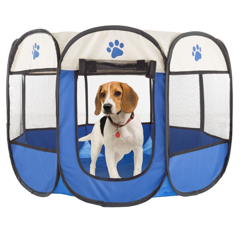 Pet Adobe Pop-Up Indoor/Outdoor Pet Travel Playpen with Carrying Case - Blue, 2 of 7