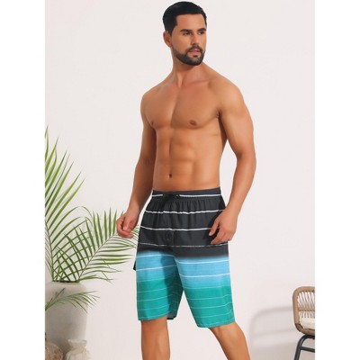 Мужские шорты INSPIRE CHIC Men's Striped Drawstring Waist Vacation Long Board Shorts with Pockets 32 Navy Blue — фото 2