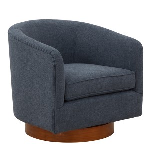 Swivel Ultra-Soft Performance Fabric Barrel Chair with Pocket Coil Seat, Reversible Cushions, and 360-Degree Swivel - 1 of 4