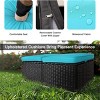 Outdoor Patio Wicker Rattan Storage Ottoman Set of 2 with Cushion,Garden Backyard Upholstered Footstool,Metal Footrest Side Table-Coolbibila - 4 of 4