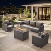 Buenhomino 5-Piece Patio Furniture Set with Fire Pit,Wicker Outdoor Swivel Rocker Chairs Patio Sofa for Backyard,Poolside,Deck,Gray Wicker - 2 of 4