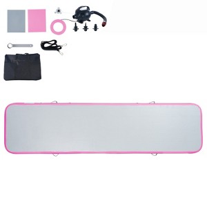 VEVOR Gymnastics Air Mat, 4 inch Thickness Inflatable Gymnastics Tumbling Mat, Tumble Track with Electric Pump, Training Mats, 13 ft, Pink - 1 of 4