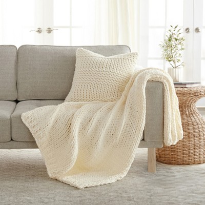Chunky Knit Throw Blanket and Decor Pillow Bundle - Becky Cameron