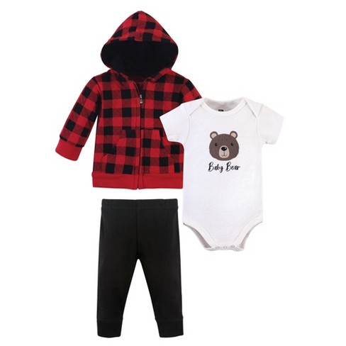 Hudson Baby Infant Boy Premium Quilted Hoodie, Bodysuit and Pant, Baby Bear - image 1 of 2