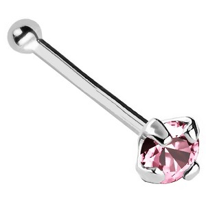 Jewelry Avalanche 22G 14K Gold Ball-end Nose Stud with Pink Tourmaline Gemstone - 1 of 2