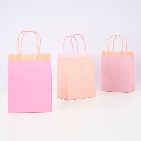50 Pack Mini Pink Gift Bags with Handles, Bulk Kraft Party Favor Bags (6 x  5 x 2.5 In)