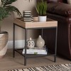 Overton Wood and Metal End Table Oak/Black - Baxton Studio: Industrial Square Accent Table for Living Room - 2 of 4