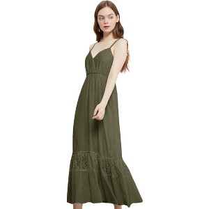 Anna-Kaci Women's Adjustable Spaghetti Strap Sleeveless Boho Lace Maxi Dress - 1 of 4