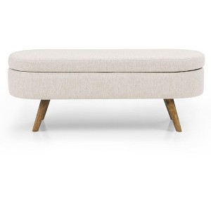 NicBex Oval Upholstered Linen Storage Bench Beige - 1 of 3