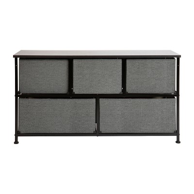 Gray and Black 5-Drawer Cast Iron Frame Storage Dresser