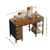FONTOI 55 Inch Computer Desk Gaming Desk with 6 Drawers Open Shelf Storage Working Table Home Office Desks Study Desk, Brown, 55.12"* 18.11"*30.31" - 3 of 4