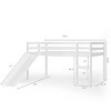Infans Twin Size Loft Bed with Slide Wood Low Sturdy Loft Bed for Kids Bedroom White - 2 of 4