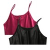 INSPIRE CHIC Women's Plus Size Full Slip Camisole Solid Satin Lotos Leaf Hem Basic Braces Nightgown Dress - 3 of 4