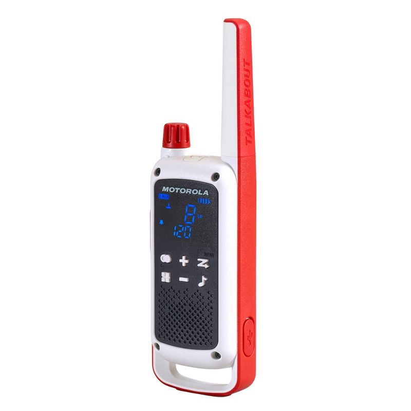 Motorola Solutions T478 35 mi. Red Cross Emergency Preparedness Two-Way Radio White/Red 2-Pack w/ dock, 4 of 8