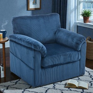 Mshliw Oversized Chenille Accent Chair with Double-Layer Cushion and Support Springs, Upholstered Single Sofa Chair for Living Room Bedroom Office - 1 of 4