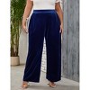 Plus Size Women Pants Elastic Waist Velvet Wide Leg Long Trousers - 3 of 4