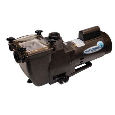 Blue Torrent Typhoon 1.5 HP 56 Frame In Ground Replacement Swimming Pool Pump with Copper Wound Motor for Hayward Super Pump Plumbing