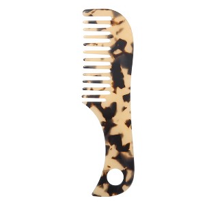 Unique Bargains Women's Acetate Wide Tooth Hair Comb Beige Black 1 Pc - 1 of 4