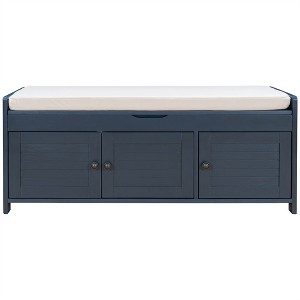 OUTSUPPLY Storage Bench with 3 Doors and Hidden Compartment, Removable Cushion Shoe Bench for Entryway, Bedroom, Living Room - 1 of 4