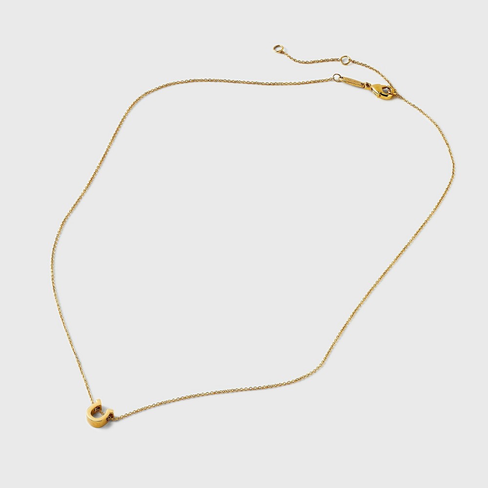 Tiny Tags 14K Gold Ion Plated Horseshoe Chain Necklace - Gold