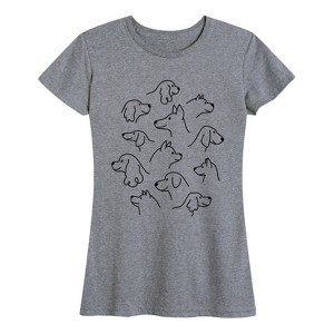 Women's - Instant Message - Dog Head Sketches Short Sleeve Graphic T-Shirt - 1 of 4