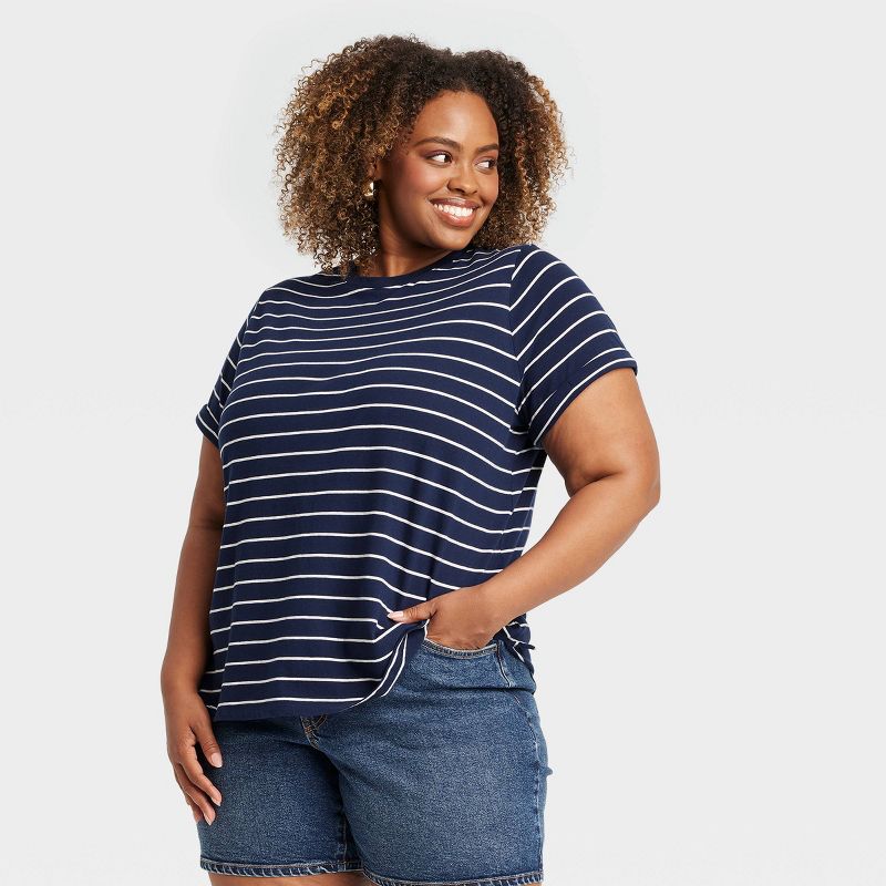 Women's Short Sleeve Rolled Cuff T-Shirt - Ava & Viv™, 1 of 4
