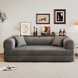 Hrinhom 78.8"W Convertible Sofa Bed,Compression Sleeper Couch with Pillow - 1 of 4