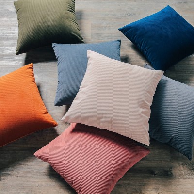 Cream Ribbed Textured Square Throw Pillow, 18" x 18", Polyester