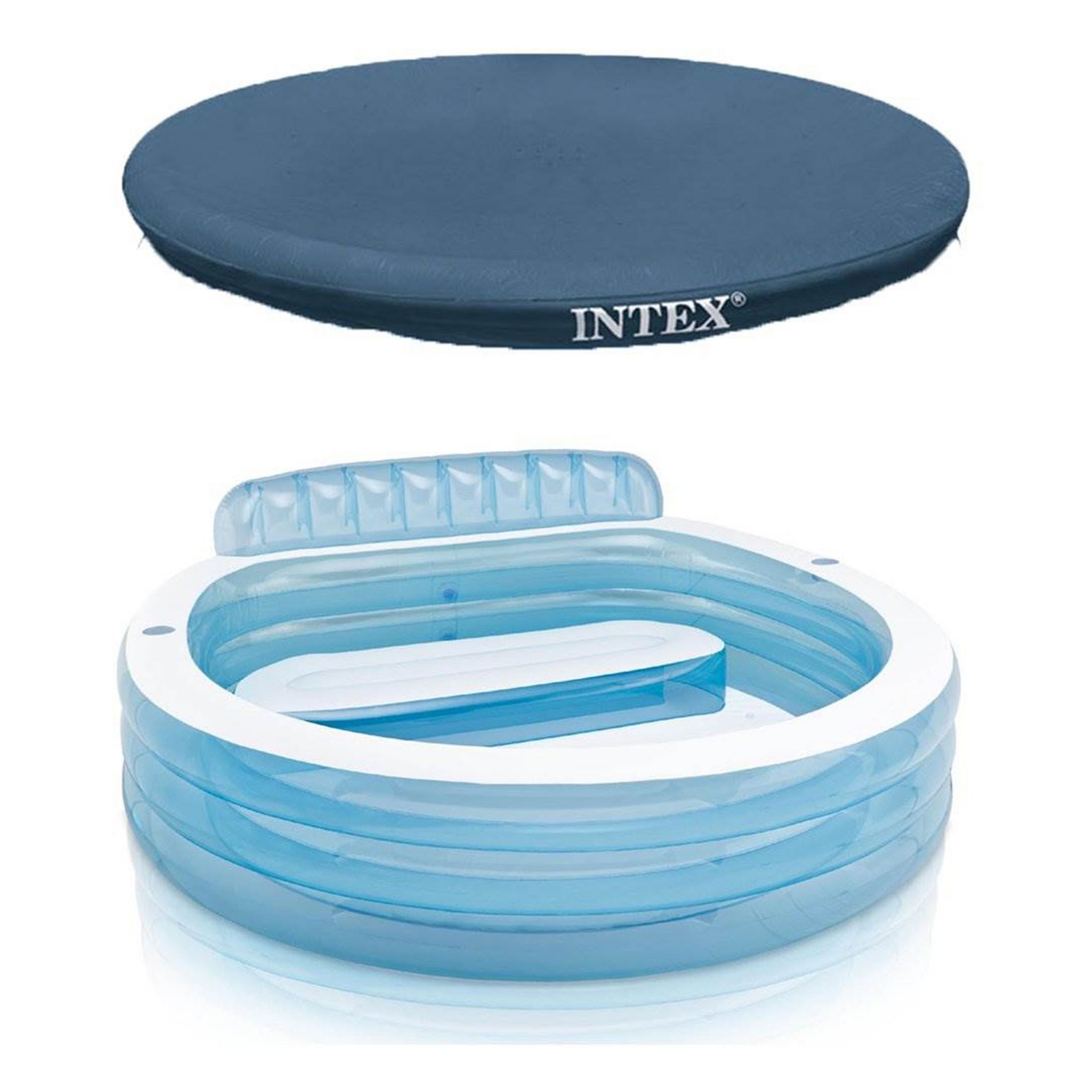 Intex Swim Center Round Inflatable Outdoor Swimming Lounge Pool with Pool Cover
