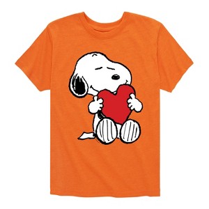 Boys' - Peanuts - Snoopy Valentine's Hugging Heart Short Sleeve Graphic T-Shirt - 1 of 4