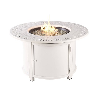 44" Round Aluminum 55000 BTUs Propane Fire Pit Table with Two Covers - Oakland Living
