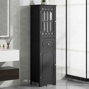 MAYEERTY Tall Bathroom Cabinet Freestanding Storage Drawer Doors MDF Acrylic Door Adjustable Shelf - 1 of 4