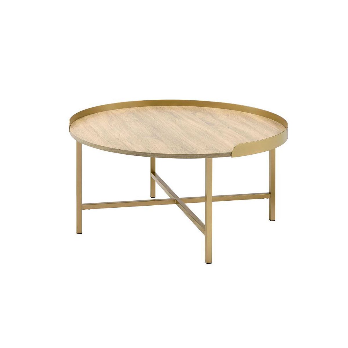 Acme Furniture Mithea Coffee Table Oak Table Top/Gold Finish