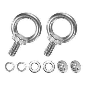 Unique Bargains Stainless Steel Durable Rust-Resistant Eyebolts with Nuts Washers Male Screw for Fastening 10 Pcs - 1 of 4