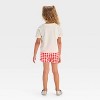 Toddler Girls' 2pc Americana USA Teddy Bear Short Sleeve T-Shirt and Gingham Shorts Set - Red - 2 of 4