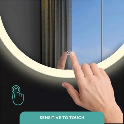 30" Round Frameless LED Bathroom Mirror with Anti-Fog