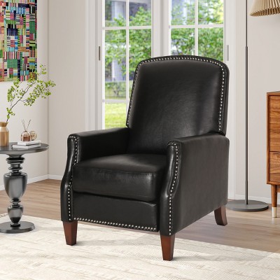 Lyngins Modern PU Leather Recliner Chair with Rivets & Footrest,Single Sofa Accent Chair for Living Room,Bedroom