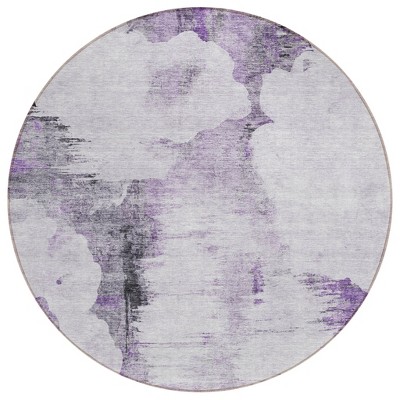Purple Lavender And Gray Abstract Washable Indoor Outdoor Area Rug