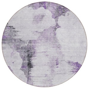Purple Lavender And Gray Abstract Washable Indoor Outdoor Area Rug - 1 of 4