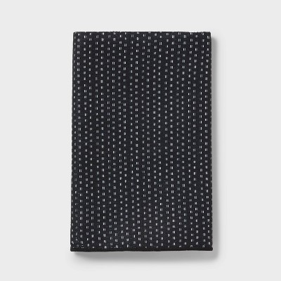 1pc Quick Dry Dotted Striped Waffle Hand Towel Black - Room Essentials™