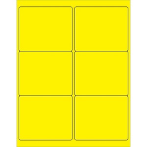 Box Partners Rectangle Laser Labels 4" x 3 1/3" Fluorescent Yellow 600/Case LL180YE - 1 of 1
