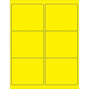 Box Partners Rectangle Laser Labels 4" x 3 1/3" Fluorescent Yellow 600/Case LL180YE