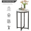 Hooseng Faux Marble Round Side Table Set of 2, 16 Inch Living Room End Table Accent Table Nightstand with Metal Frame for Bedroom, Small Spaces - 4 of 4