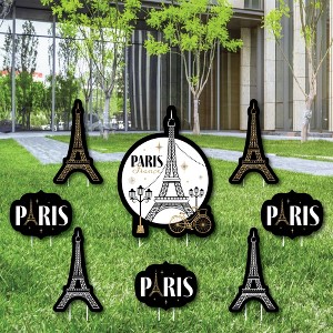 Big Dot of Happiness Stars Over Paris - Yard Sign and Outdoor Lawn Decorations - Parisian Themed Party Yard Signs - Set of 8 - 1 of 4