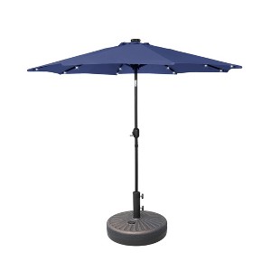 WestinTrends 9 Ft Outdoor Patio Solar LED Market Umbrella with Bronze Round Base - 1 of 4