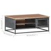 vidaXL Coffee Table Gray Solid Acacia wood, glass, powder-coated steel - 3 of 4