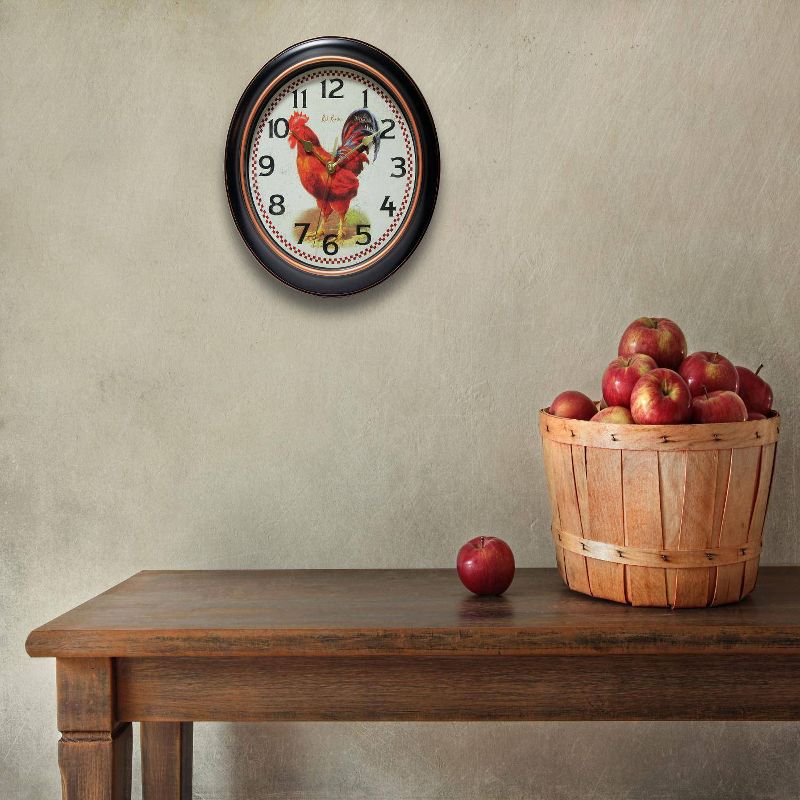 12&#34; Rooster Wall Clock Black - Infinity Instruments, 3 of 7
