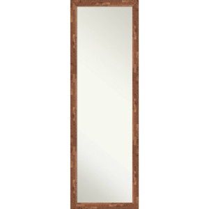 17" x 51" Non-Beveled Fresco Light Pecan Wood on The Door Mirror - Amanti Art: Includes Mounting Hardware, Wall or Door Mount - 1 of 4