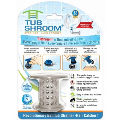 TubShroom (Gray) The Hair Catcher That Prevents Clogged Tub Drains